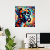 Impressionist Colorful Pop Art Boxer Dog Malerei Poster (Heimbüro)