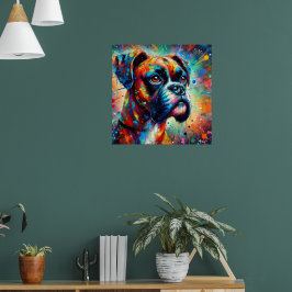 Impressionist Colorful Pop Art Boxer Dog Malerei Poster