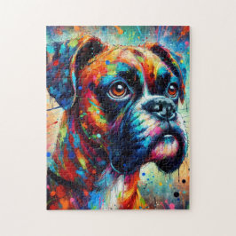 Impressionist Colorful Pop Art Boxer Dog Malerei Puzzle