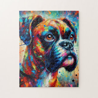 Impressionist Colorful Pop Art Boxer Dog Malerei Puzzle
