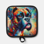 Impressionist Colorful Pop Art Boxer Dog Malerei Topflappen (Vorderseite)