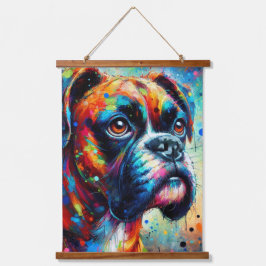 Impressionist Colorful Pop Art Boxer Dog Malerei Wandteppich Mit Holzrahmen