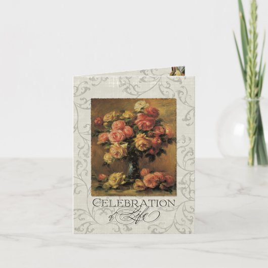 Impressionist Corellow Rose 2 Gedenkdienst Einladung (Vorderseite)