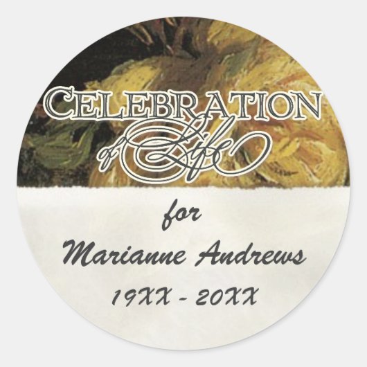 Impressionist Corellow Rose 2 Gedenkdienst Runder Aufkleber (Vorderseite)