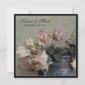 Impressionist Cream Pink Roses - Einladungen für H (Rückseite)