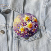 Impressionist Daffodil Floral Lila Personalisiert Button (Beispiel)