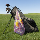 Impressionist Daffodil Floral Lila Personalisiert Golfhandtuch (Gras)