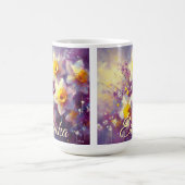 Impressionist Daffodil Floral Lila Personalisiert Kaffeetasse (Mittel)