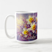 Impressionist Daffodil Floral Lila Personalisiert Kaffeetasse (Links)