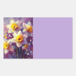 Impressionist Daffodil Floral Organisation Labels Rechteckiger Aufkleber