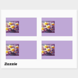 Impressionist Daffodil Floral Organisation Labels Rechteckiger Aufkleber
