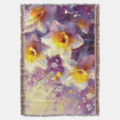 Impressionist Daffodin Lila Gelbe Kunst Decke (Vorderseite Vertikal)