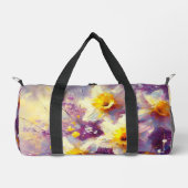 Impressionist Daffodin Lila Gelbe Kunst Duffle Bag (Vorderseite)