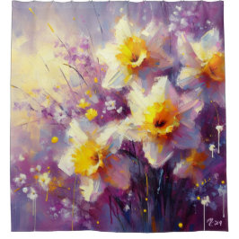 Impressionist Daffodin Lila Gelbe Kunst Duschvorhang