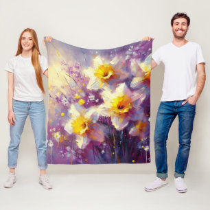 Impressionist Daffodin Lila Gelbe Kunst Fleecedecke