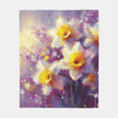 Impressionist Daffodin Lila Gelbe Kunst Fleecedecke (Vorderseite)