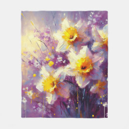 Impressionist Daffodin Lila Gelbe Kunst Fleecedecke