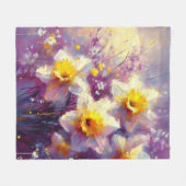 Impressionist Daffodin Lila Gelbe Kunst Fleecedecke (Vorderseite (Horizontal))