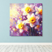 Impressionist Daffodin Lila Gelbe Kunst Leinwanddruck (Insitu (Holzboden))