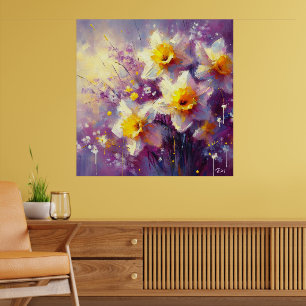 Impressionist Daffodin Lila Gelbe Kunst Poster