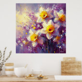 Impressionist Daffodin Lila Gelbe Kunst Poster (Küche)