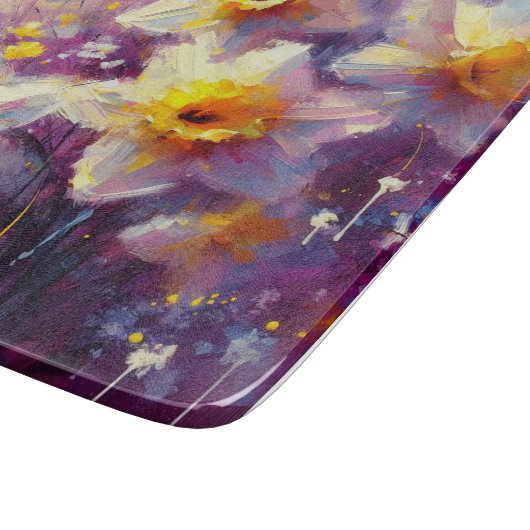 Impressionist Daffodin Lila Gelbe Kunst Schneidebrett (Ecke)