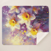 Impressionist Daffodin Lila Gelbe Kunst Sherpadecke (Vorderseite (Horizontal))