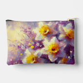 Impressionist Daffodin Lila Gelbe Kunst Zubehörtasche (Rückseite)