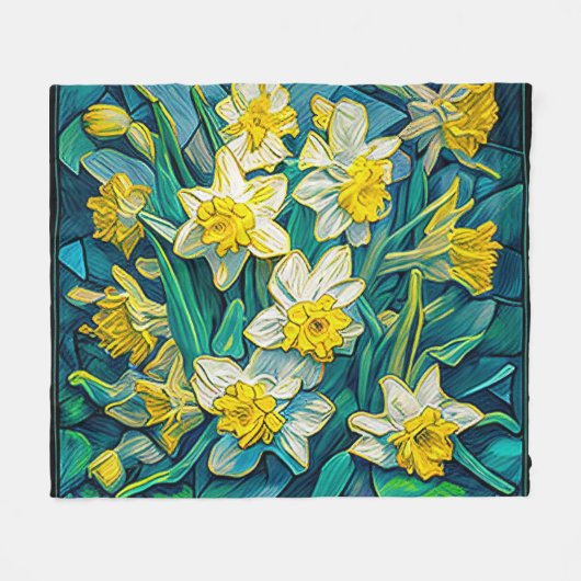 Impressionist Daffodis Fleecedecke (Vorderseite (Horizontal))