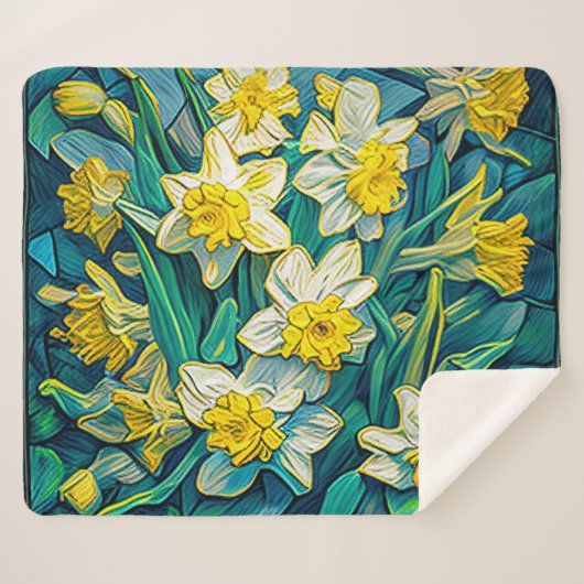 Impressionist Daffodis Sherpadecke (Vorderseite (Horizontal))