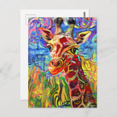 Impressionist Dschungel Giraffe Porträtmalerei Postkarte (Vorne/Hinten)