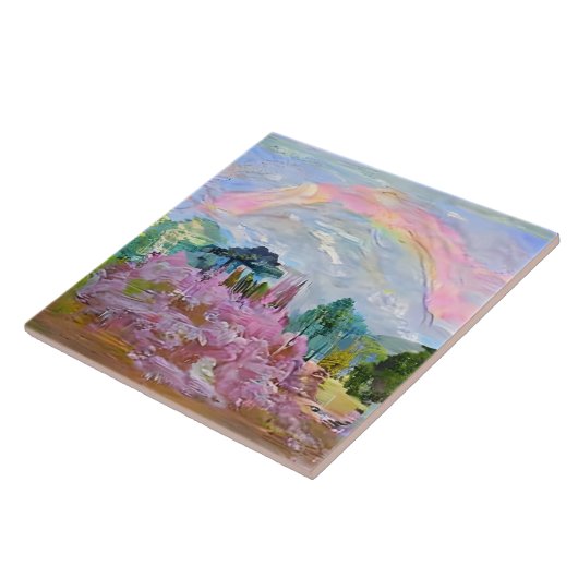 Impressionist Fantasy Landscape Wasserfarbener Reg Fliese (Seite)