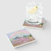 Impressionist Fantasy Landscape Wasserfarbener Reg Steinuntersetzer (Seitenansicht)