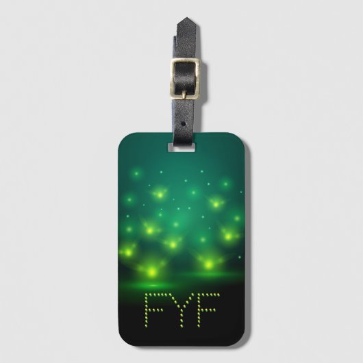 Impressionist Fireflies Monogram Luggage Tag Gepäckanhänger (Vorderseite Vertikal)