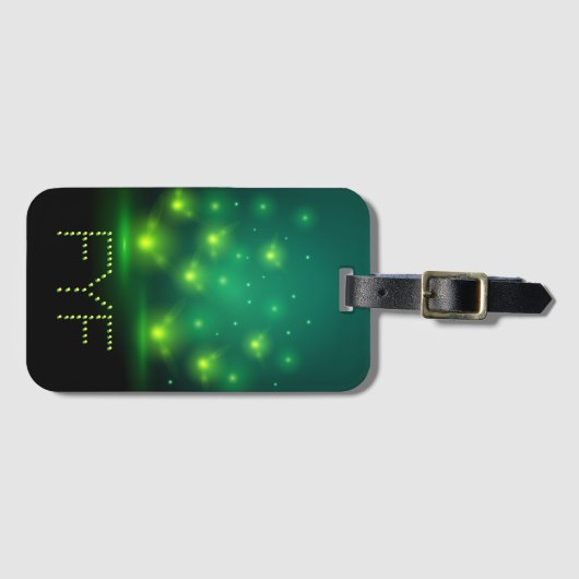 Impressionist Fireflies Monogram Luggage Tag Gepäckanhänger (Vorderseite (Horizontal))