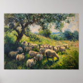 Impressionist Flock der Schaflandschaft Malerei Poster (Vorne)
