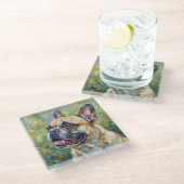 Impressionist French Bulldog Art Coaster Glasuntersetzer (Schrägansicht)