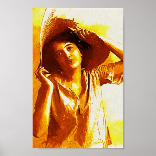 Impressionist Girl mit Strohhut-Poster Poster (Vorne)