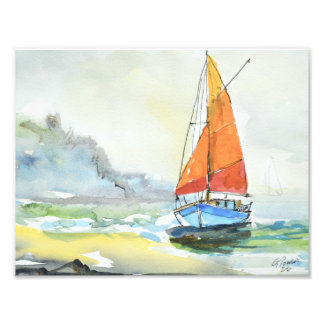 Impressionist Golden Sail Ozean-Brise Fotodruck