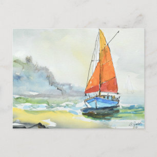 Impressionist Golden Sail Ozeanbrise Postkarte