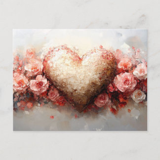Impressionist Herz & Blume Valentine Postkarte