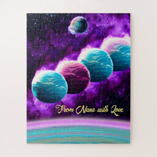 Impressionist kosmisch türkis und Lila Universum Puzzle (Vertikal)