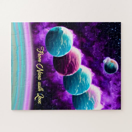 Impressionist kosmisch türkis und Lila Universum Puzzle (Horizontal)