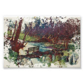 Impressionist Lakeside Bench at Willow Hall Dam Fotodruck (Vorne)