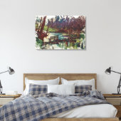 Impressionist Lakeside Bench at Willow Hall Dam Leinwanddruck (Insitu (Schlafzimmer))