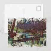 Impressionist Lakeside Bench at Willow Hall Dam Postkarte (Vorne/Hinten)