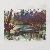 Impressionist Lakeside Bench at Willow Hall Dam Postkarte (Vorderseite)