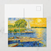 Impressionist Lakeside Pier on the Wannsee with Bo Postkarte (Vorne/Hinten)