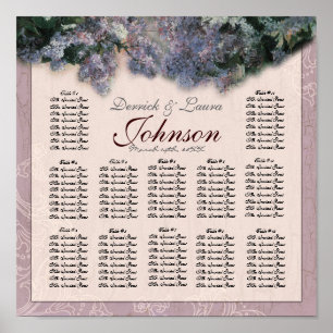 Impressionist Lilac Empfang Table Chart Poster