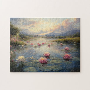 Impressionist Lily Pads on Pond Puzzle